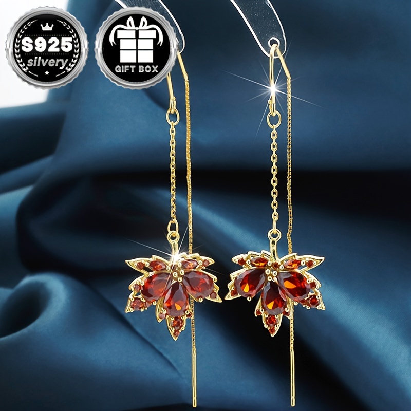 2PC Classic Tassel Stud Earrings 925 Silver Gift Packaging